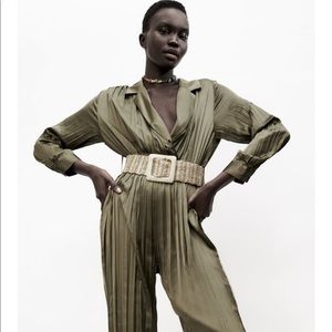 NWT Zara Belted Wrinkled look jumpsuit